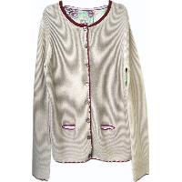 LADIES CARDIGAN WITH FRONT KNITTED PANELS AND PRINTED WOVEN BACK